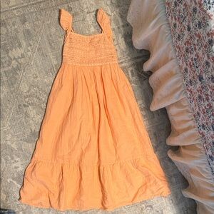 Orange Smocked Maxi Dress